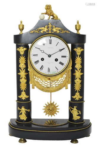 BRONZED AND MARBLED FRENCH CLOCK