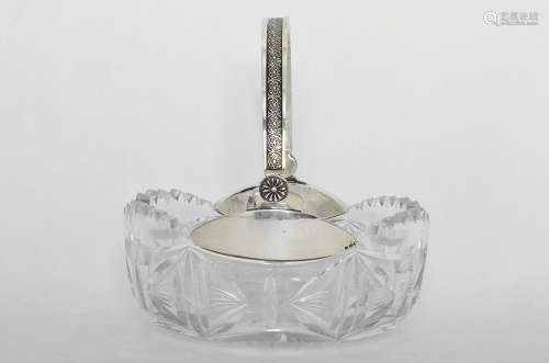 A RUSSIAN SILVER MOUNTED CRYSTAL BOWL