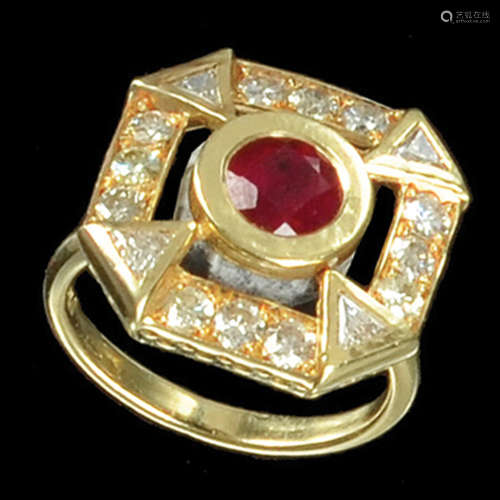 AN ART-DECO 14K GOLD RING