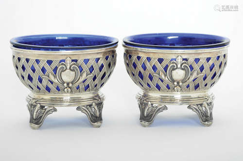 A PAIR OF FRENCH SILVER SALTS
