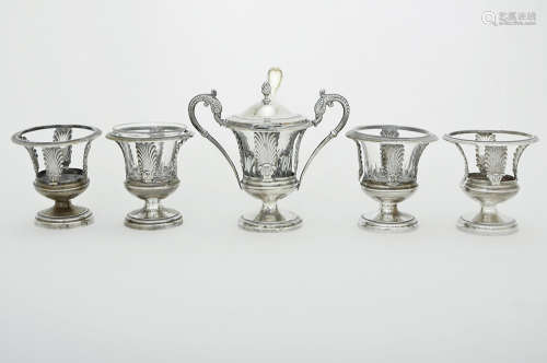 FIVE FRENCH EMPIRE SILVER SALTS
