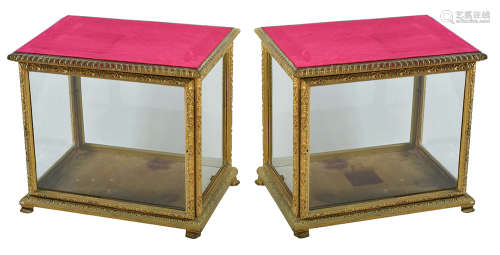 A PAIR OF GILTWOOD DISPLAY CABINETS