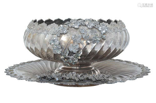 A SILVER PUNCH BOWL AND COASTER