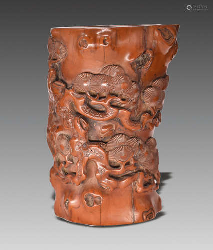 Boxwood Brushpot, Qing Dynasty