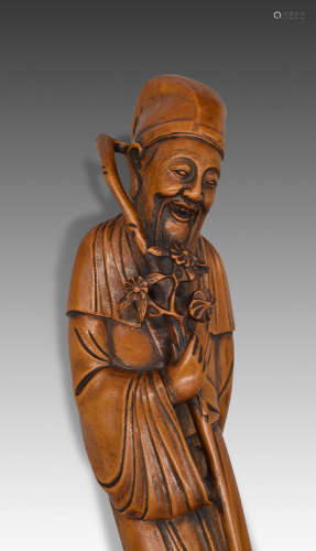 Tao Yuanming Figure Boxwood Sculpture