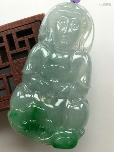 A CARVING BUDDHA JADEITE PLAQUE