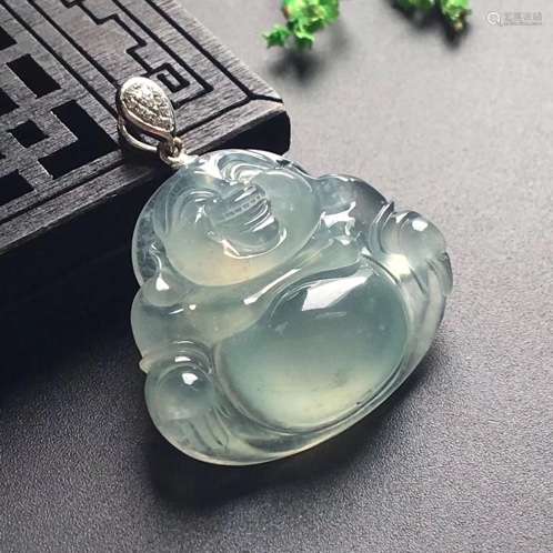 A CARVING BUDDHA JADEITE PLAQUE