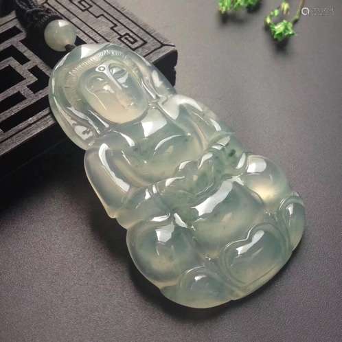 A CARVING BUDDHA JADEITE PLAQUE