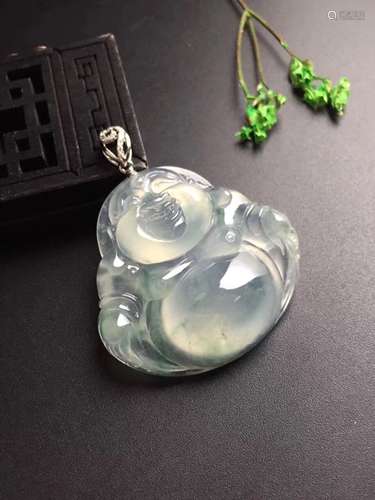 A CARVING BUDDHA JADEITE PLAQUE