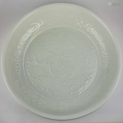 TIANBAI GLAZE DRAGON PATTERN PLATE