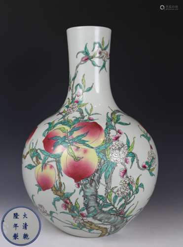 QIANLONG MARK NINE-PEACH DECORATION VASE