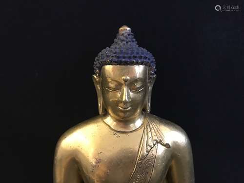 DAQING QIANLONG NIANJINGZAO GILT BRONZE BUDDHA