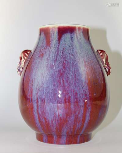 FLAMBE-GLAZE ELEPHANT-EAR VASE