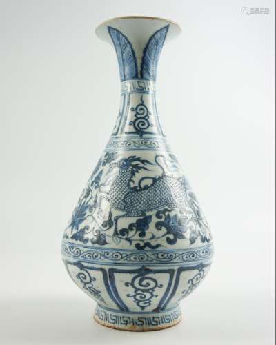 BLUE&WHITE LUCKY MONSTER PEAR SHAPED VASE