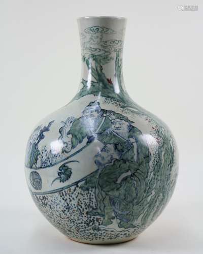 BLUE&WHITE FIGURES PATTERN TIANQIU VASE