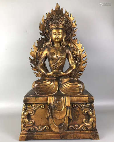 GILT BRONZE BUDDHA FIGURE