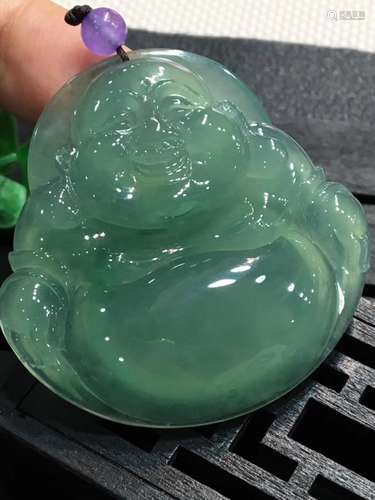 A CARVING BUDDHA JADEITE PLAQUE