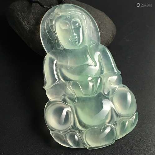 A CARVING BUDDHA JADEITE PLAQUE