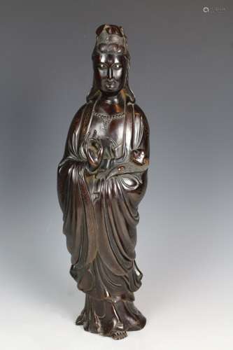 SHISOU MARK RED COPPER GUANYIN FIGURE