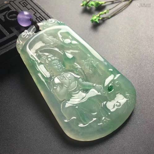 A CARVING BUDDHA JADEITE PLAQUE