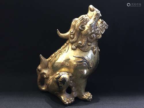 GILT BRONZE LION FIGURE