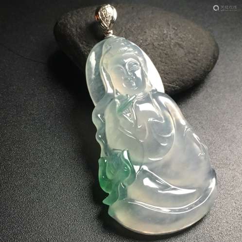 A CARVING BUDDHA JADEITE PLAQUE