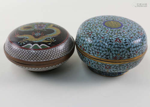 TWO PIECES OF CLOISONNE COVERED BOXES