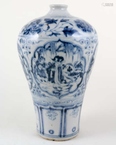 BLUE AND WHITE FIGURE STORY DESIGN VASE