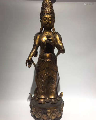 GILT BRONZE BUDDHA FIGURE