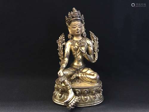 GILT BRONZE BUDDHA FIGURE