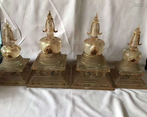 FOUR CRYSTAL BUDDHA STUPAS