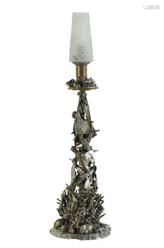 A. MAZZUCATO SILVER AND PARCEL GILT ”NATURALISTIC” MARINE LAMP