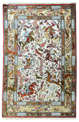 A PERSIAN QOM SILK RUG