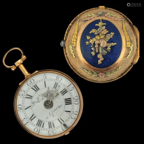 AN 18K PINK AND YELLOW GOLD POCKET WATCH