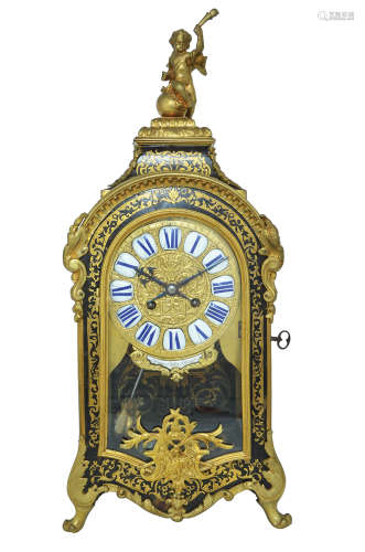 A FRENCH MENTAL CLOCK, BOULLE STYLING