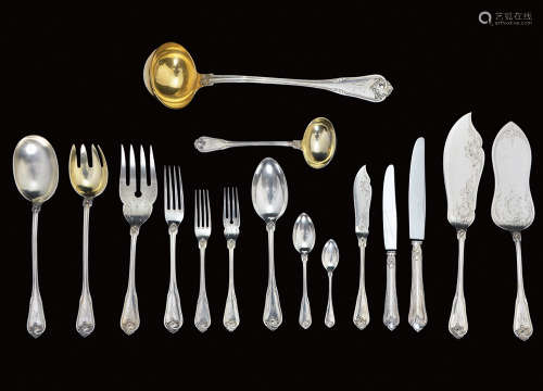 A GERMAN SILVER FLATWARE SERVICE FOR ELEVEN