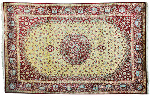 A PERSIAN QOM SILK RUG