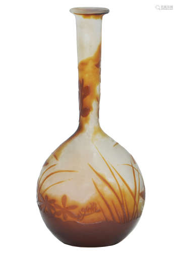 A GALLE CAMEO GLASS SOLIFLEUR VASE
