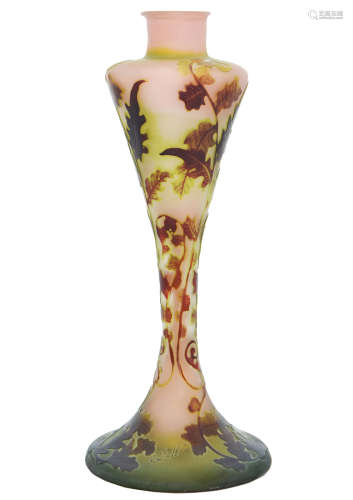 A GALLE CAMEO GLASS VASE/LAMP BASE
