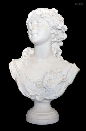 A FRENCH BISCUIT PORCELAIN FEMALE BUST