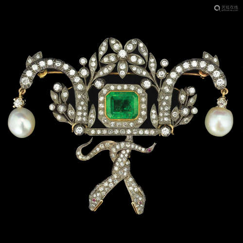 AN 18K GOLD AND SILVER ANTIQUE AUSTRO-HUNGARIAN PIN