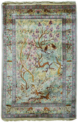 A PERSIAN QOM SILK RUG