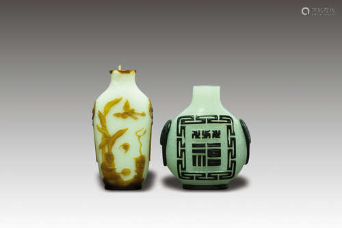 Two Two-color Overlay Snuff Bottles