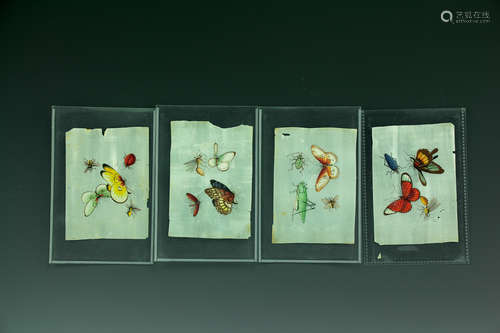 Pith Painting  on Insects, Four Pieces