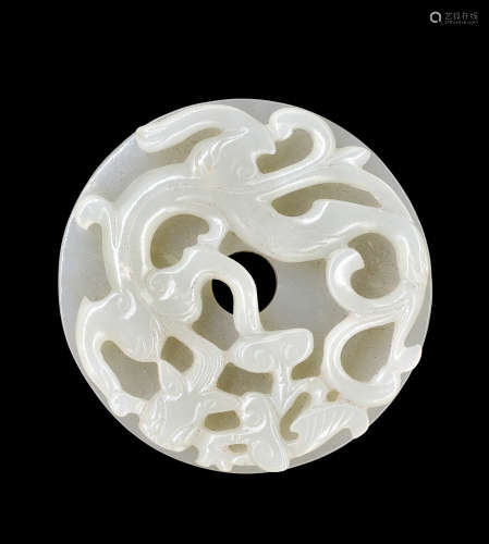 Hetian White Jade  Chi  Dragon Pendant