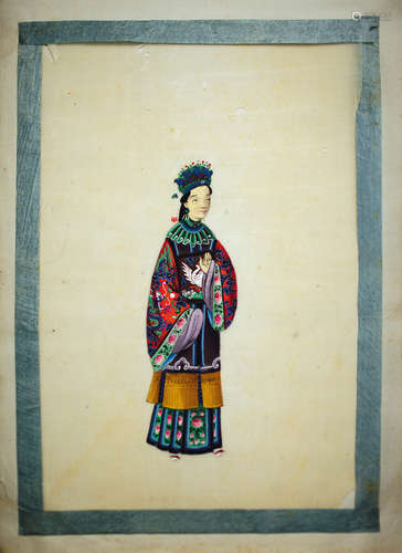 A pair of Late Qing Pith Paper Painting