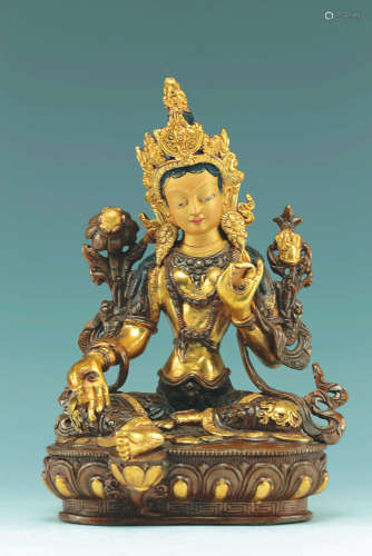 Tibetan Gilt Bodhisattva Tara Figure