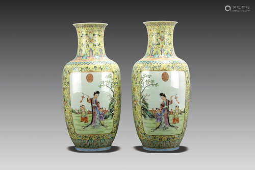 Two Famille Rose Medallion Vases