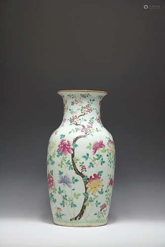 Famille Rose Floral Vase