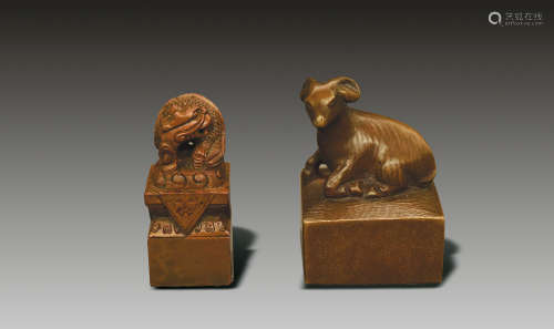 Two Copper Zodiac Seals, Qing Dynasty